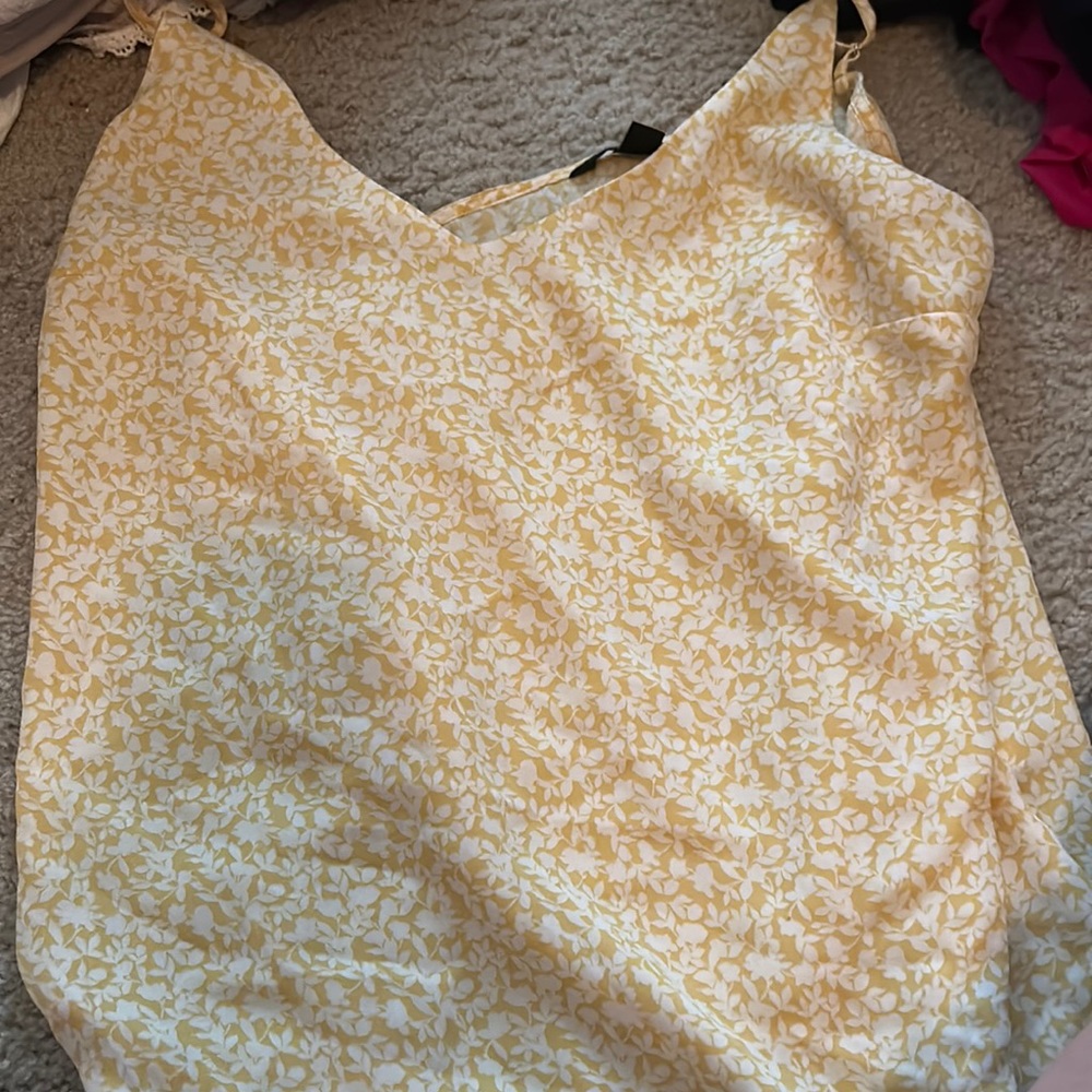 Yellow and white floral tank top